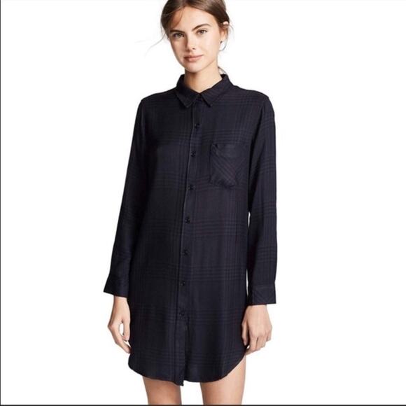 Rails Bianca Shirtdress In Charcoal Shadow Size XS NWT Front Button Long Sleeves - Picture 4 of 13